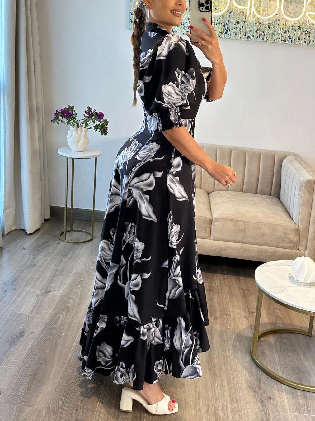 Vestido Longo com Estampa Elô